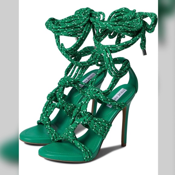 Steve Madden green rope lace up ankle cuff heels - Picture 1 of 7